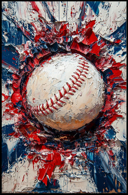 Baseball Themed Abstract Art For Sports Decor Poster