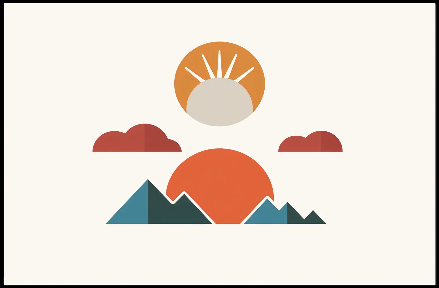Geometric Landscape Art Poster: Modern Minimalist Design