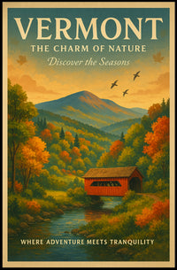Vermont Autumn Tranquility Vintage Travel Poster