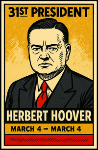 Herbert Hoover 31st President of the United States Inked Comic Style Poster