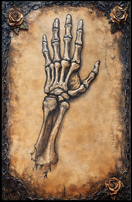 Skeleton Hand And Roses Poster