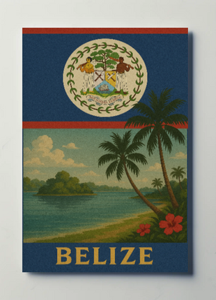 Belize Tropical Coast Vintage Travel Poster
