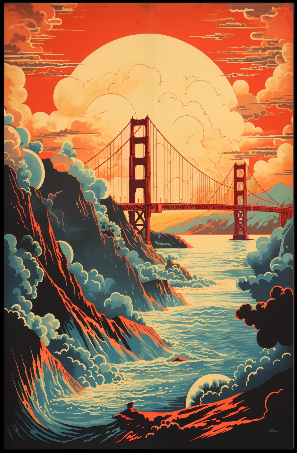Golden Gate Bridge Dynamic Landscape Travel Poster
