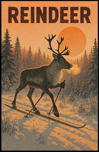 Reindeer On Skis Poster