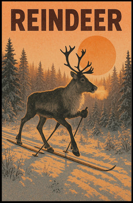 Reindeer On Skis Poster