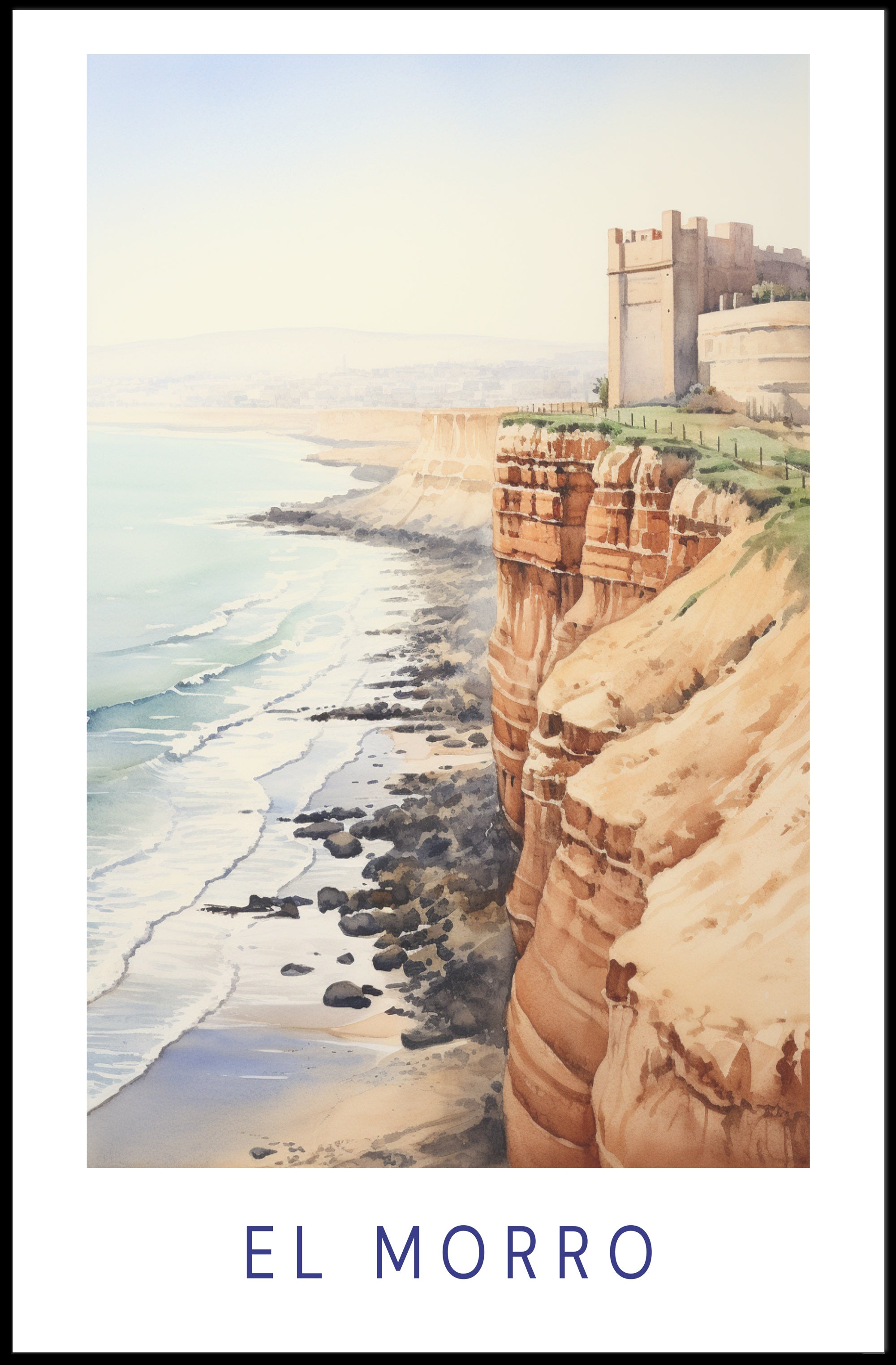 EL MORRO Coastal Heritage Watercolor Art Cultural or Heritage Poster PosterGoat