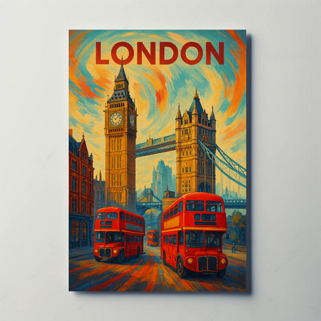 Iconic London Landmark Scene with Energy Travel Poster