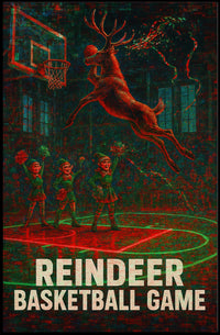 Reindeer Basketball Game Poster