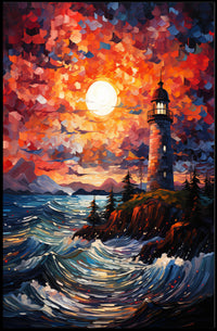 Lighthouse At Sunset Poster