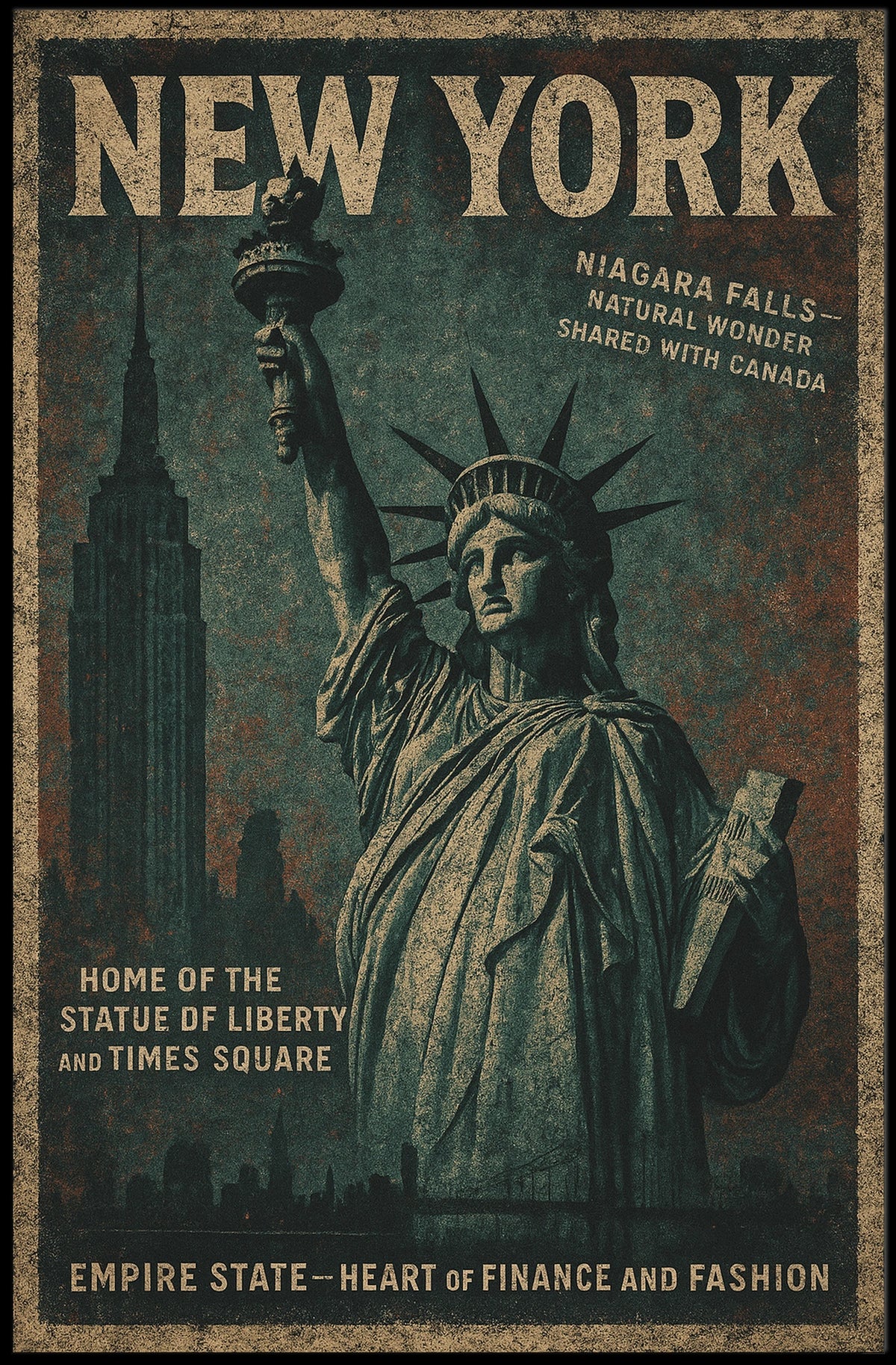 New York Empire State Skyline Poster Modern Wall Art