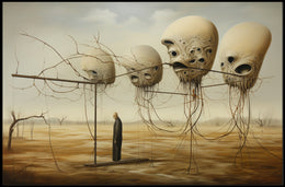 Surreal Landscape with Alien Forms Artistic Poster