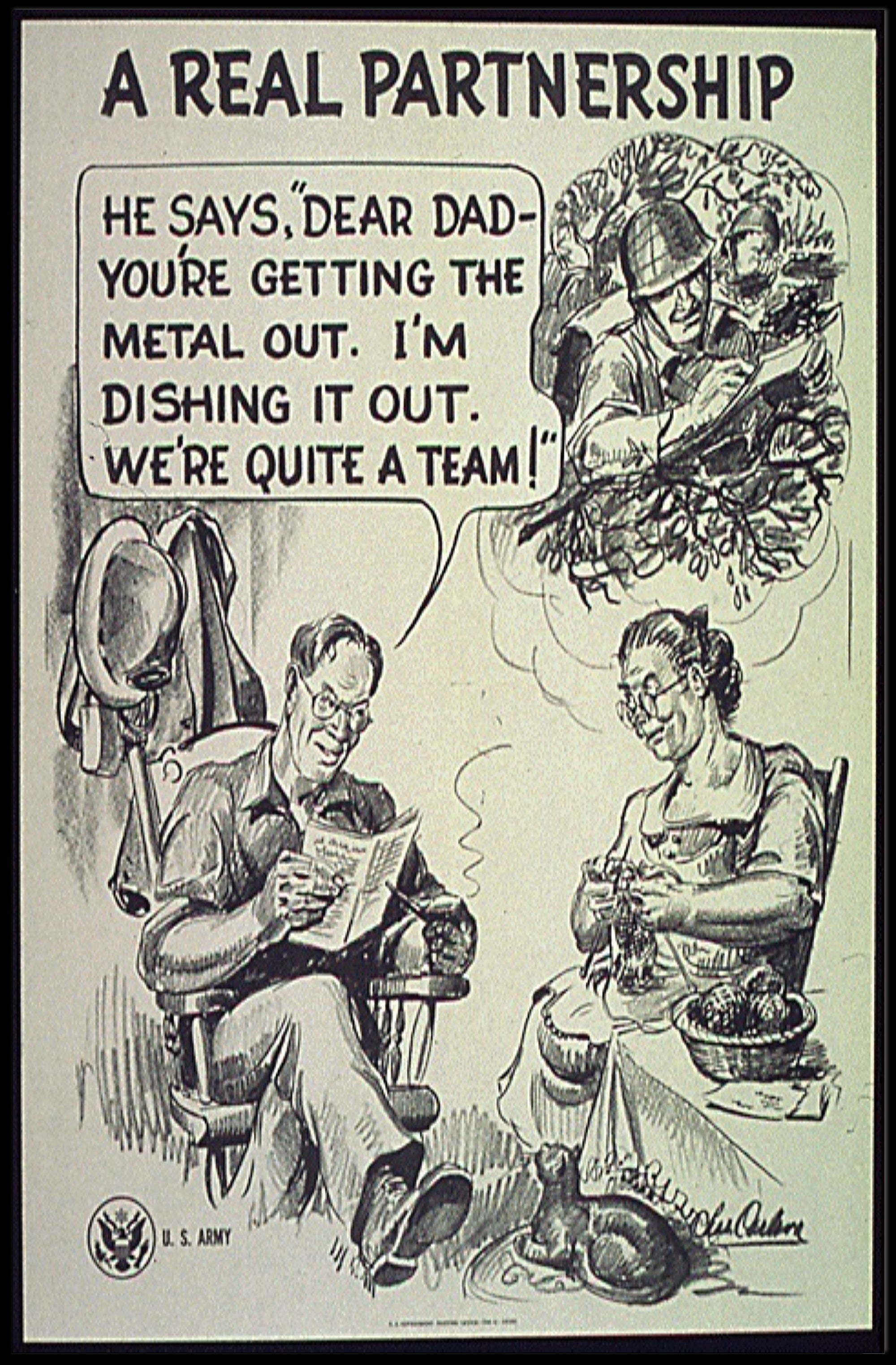 Vintage Soldier and Family WWII Propaganda Poster