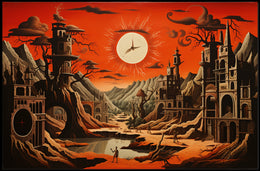 Surreal Gothic Landscape with Radiant Sky Fantasy Mythology Poster