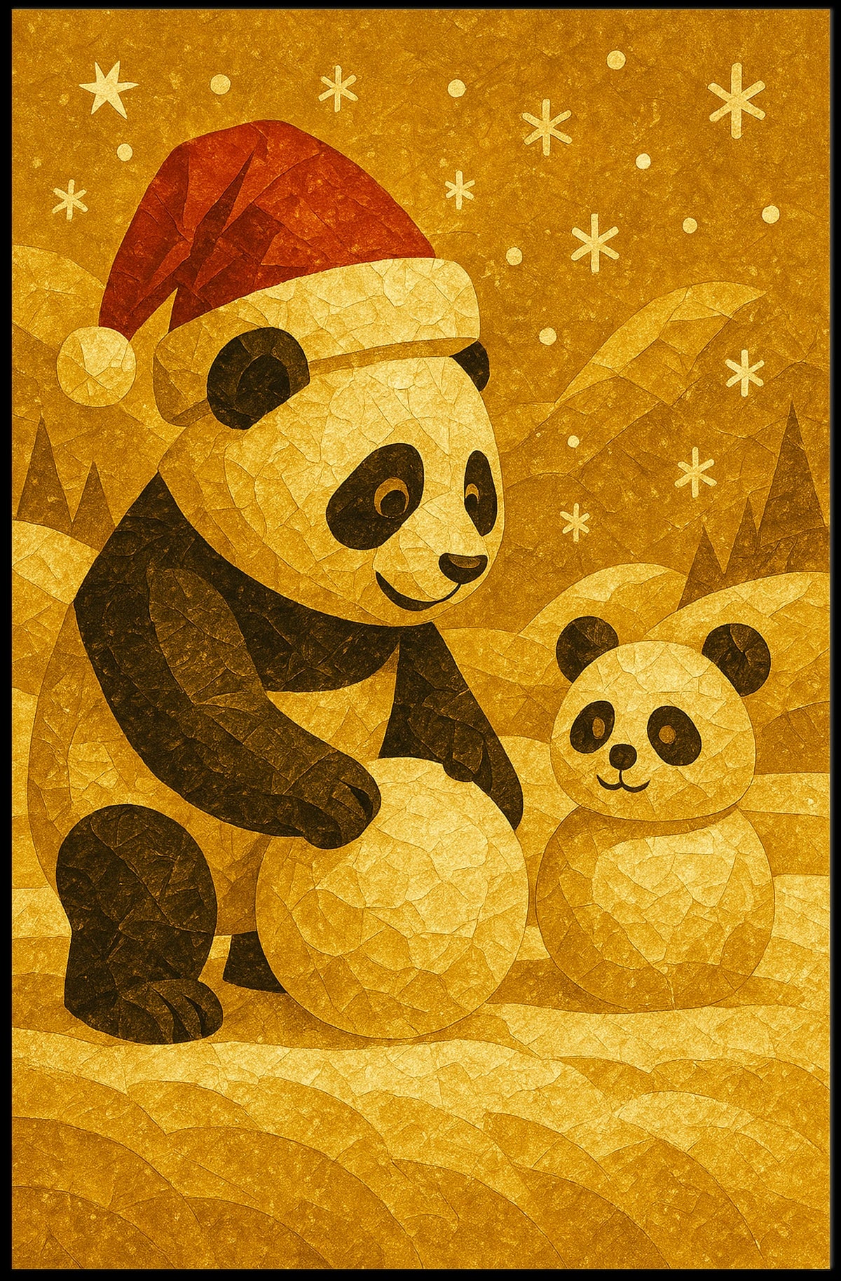 Festive Pandas in Winter Wonderland Poster