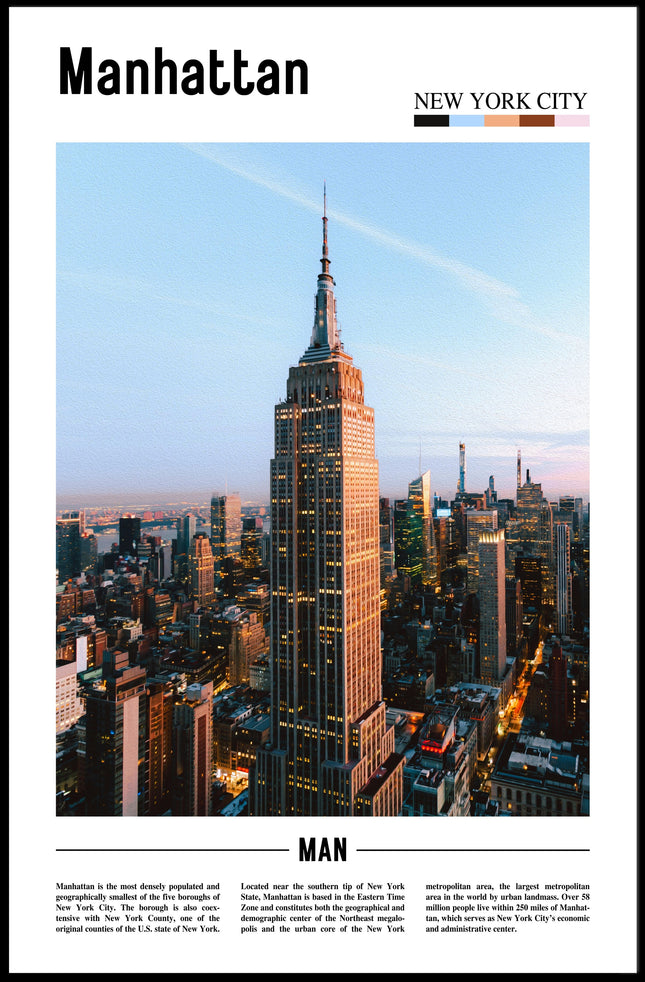Manhattan Skyline Empire State Building Travel Poster