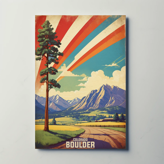 Boulder Colorado Cityscape Art Print Vintage Travel Poster