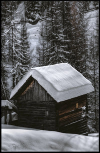 Snow-Covered Cabin in Winter National Park Poster