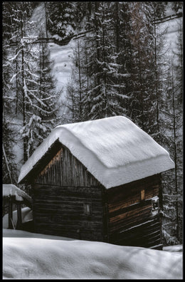 Snow-Covered Cabin in Winter National Park Poster