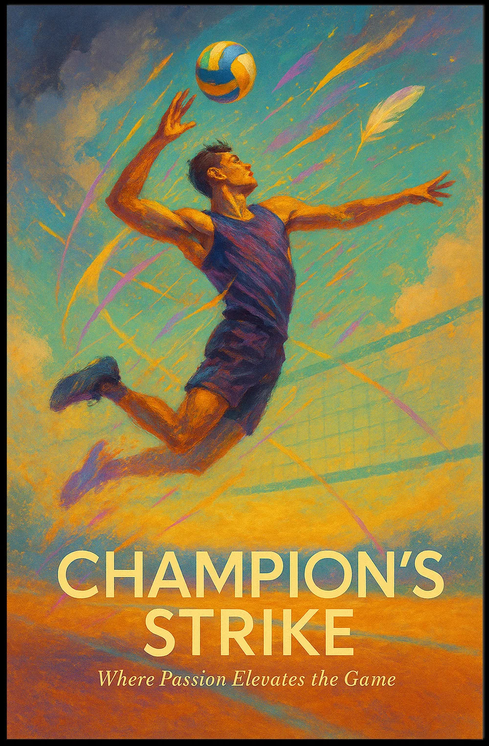 Dynamic Volleyball Champion Sports Poster PosterGoat