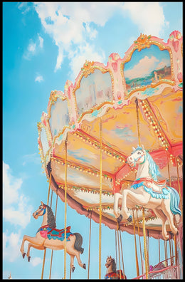 Carousel Whimsical Poster Vintage Carnival Wall Art