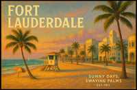 Fort Lauderdale Beach Scene Travel Poster