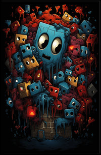 Colorful Cubic Characters Abstract Art Poster