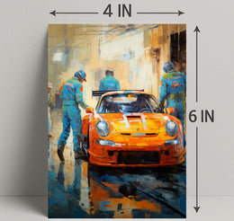 Racing Team In Action Poster PosterGoat