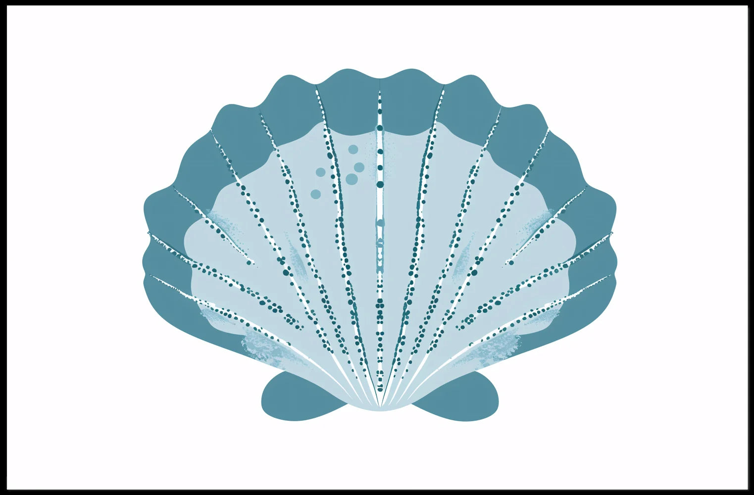 Stylized Blue Seashell Minimalist Art Poster