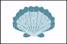 Stylized Blue Seashell Minimalist Art Poster
