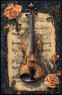 Violin and Roses Artistic Poster