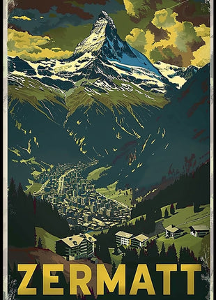 Matterhorn Scenic Travel Poster with Vintage Retro Design