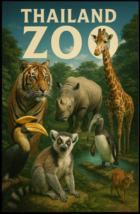 Thailand Zoo Wildlife Showcase Poster