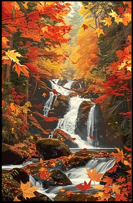 Autumn Waterfall Serenity Poster