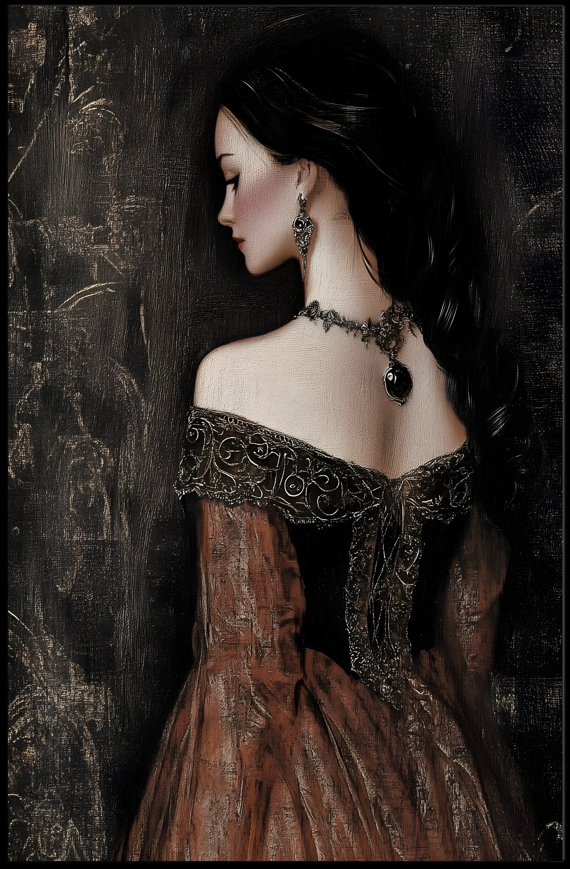 Vintage Elegance Noble Woman Fantasy or Mythology Poster PosterGoat