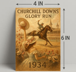 Horse Racing at Churchill Downs: Vintage Sports Poster