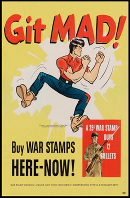 Git Mad Buy War Stamps Vintage Poster Decor PosterGoat