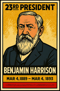 Benjamin Harrison 23rd President of the United States Inked Comic Style Poster