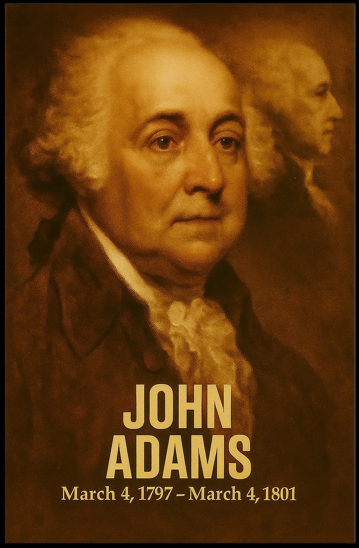 John Adams Poster Vintage Presidential Portrait Print Analog Film Aesthetic Founding Father Wall Art