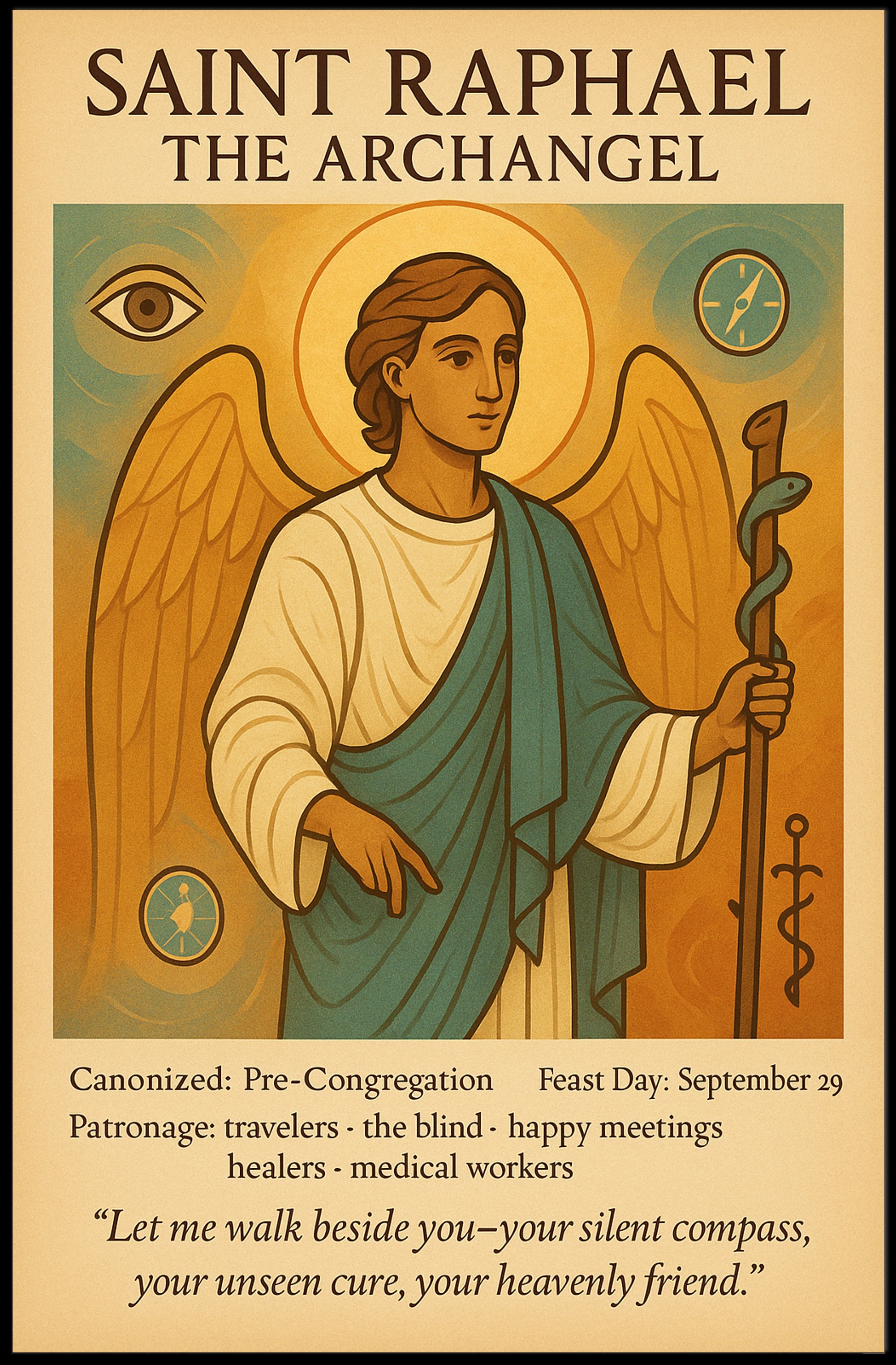 Saint Raphael the Archangel Spiritual Iconography Heritage Poster