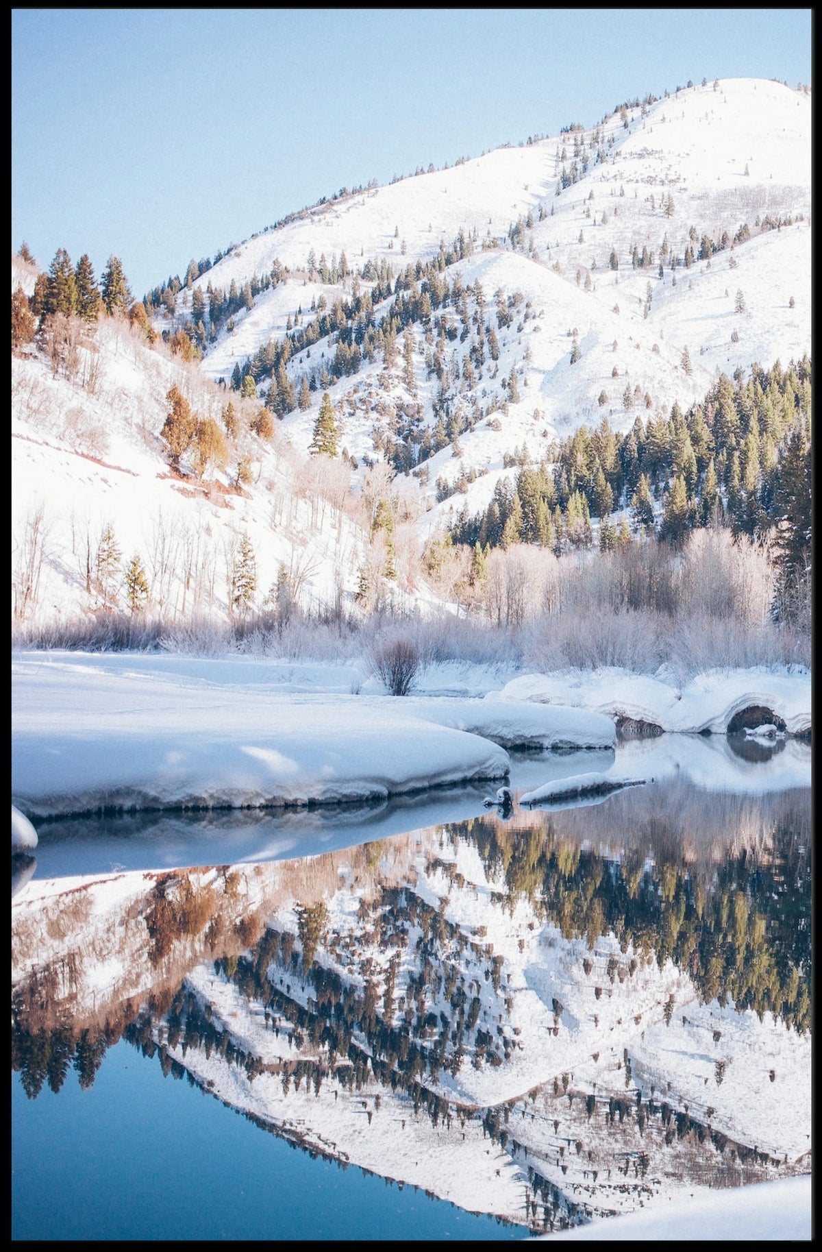 Serene Winter Mountain Reflection National Park Poster