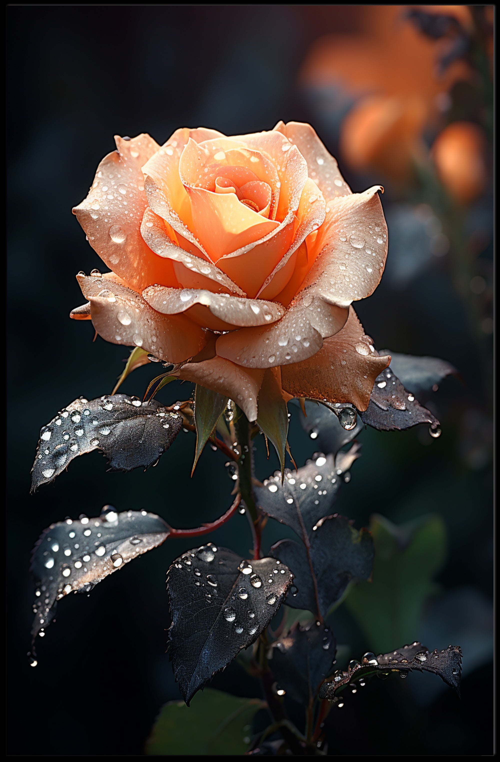 Dew-Kissed Rose Poster PosterGoat