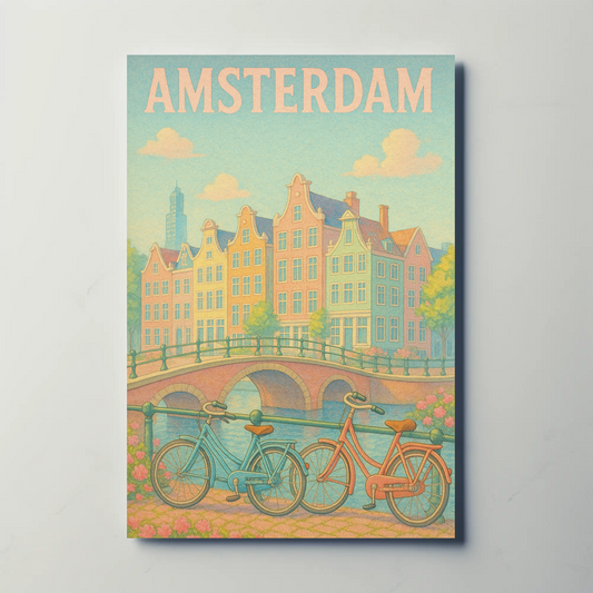 Amsterdam Canal Bicycles Travel Poster