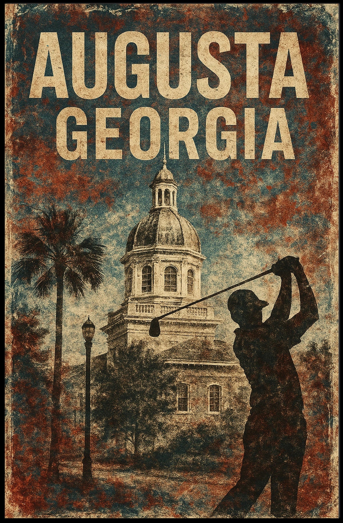 Augusta Georgia Cityscape Vintage Tribute Timeless Heritage Travel Decor Souvenir Art Deco Poster