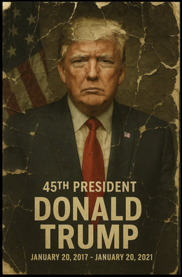 Donald Trump 45th President of the United States Damaged Photograph Poster