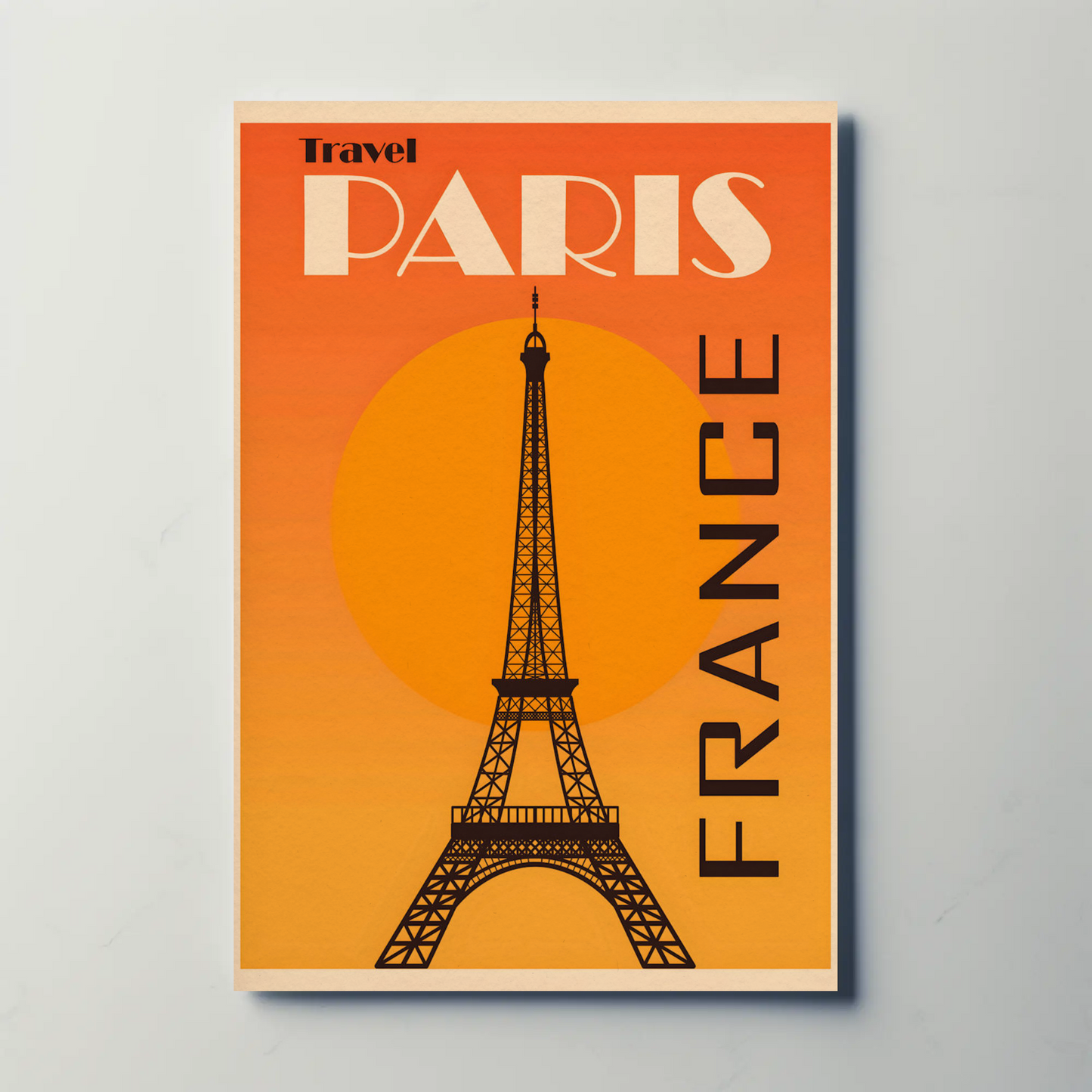 Travel Paris France Orange Eiffel Tower Poster