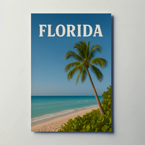 Florida Beach Retreat Vintage Travel Poster