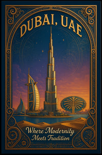 Dubai Skyline Vintage Architecture Modernity Poster