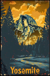 Yosemite National Park: Half Dome Under Golden Sky Poster