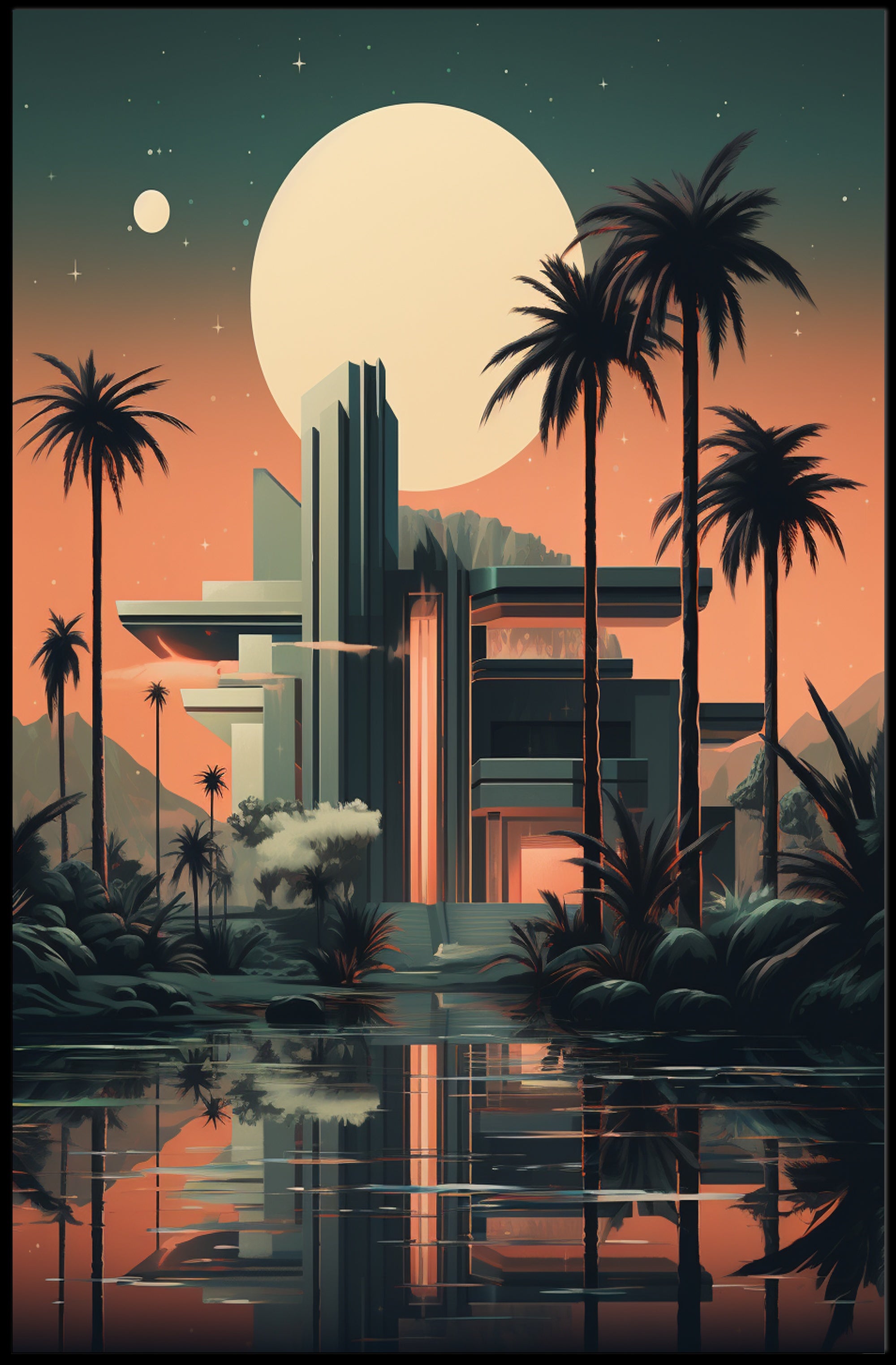 Futuristic Oasis Poster PosterGoat