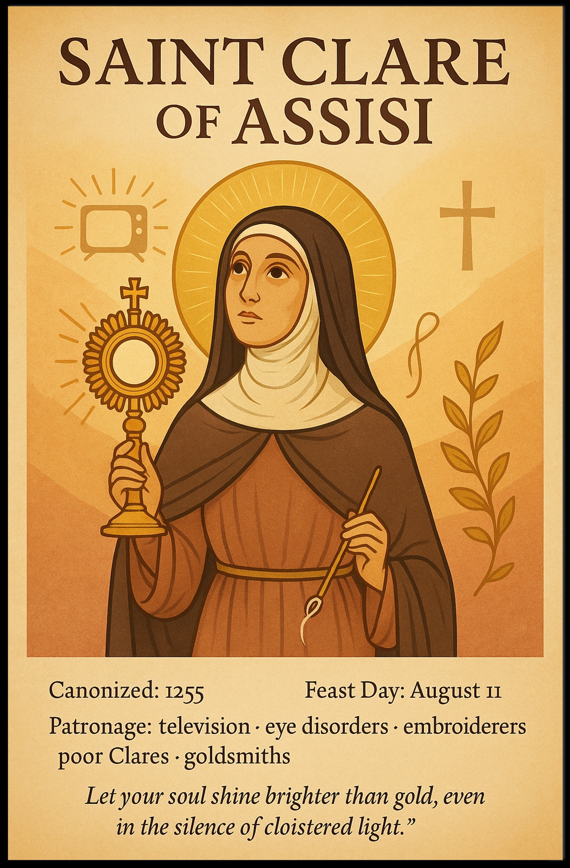 Saint Clare of Assisi Religious Heritage Poster